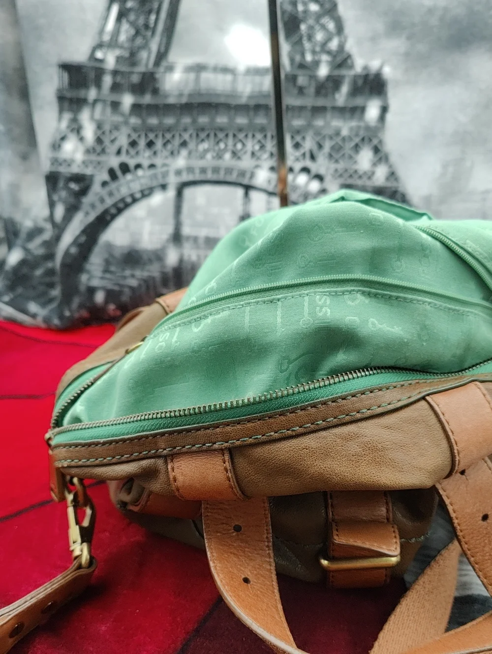 Fossil Mason Satchel Olive Green & Brown Y2k